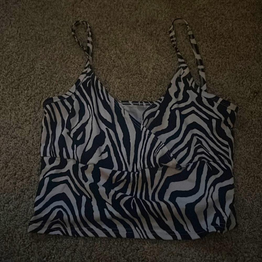 zebra pattern v neck tank top